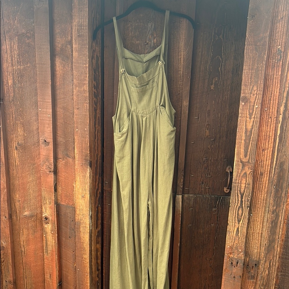 Chic Olive Green Cotton Jumpsuit